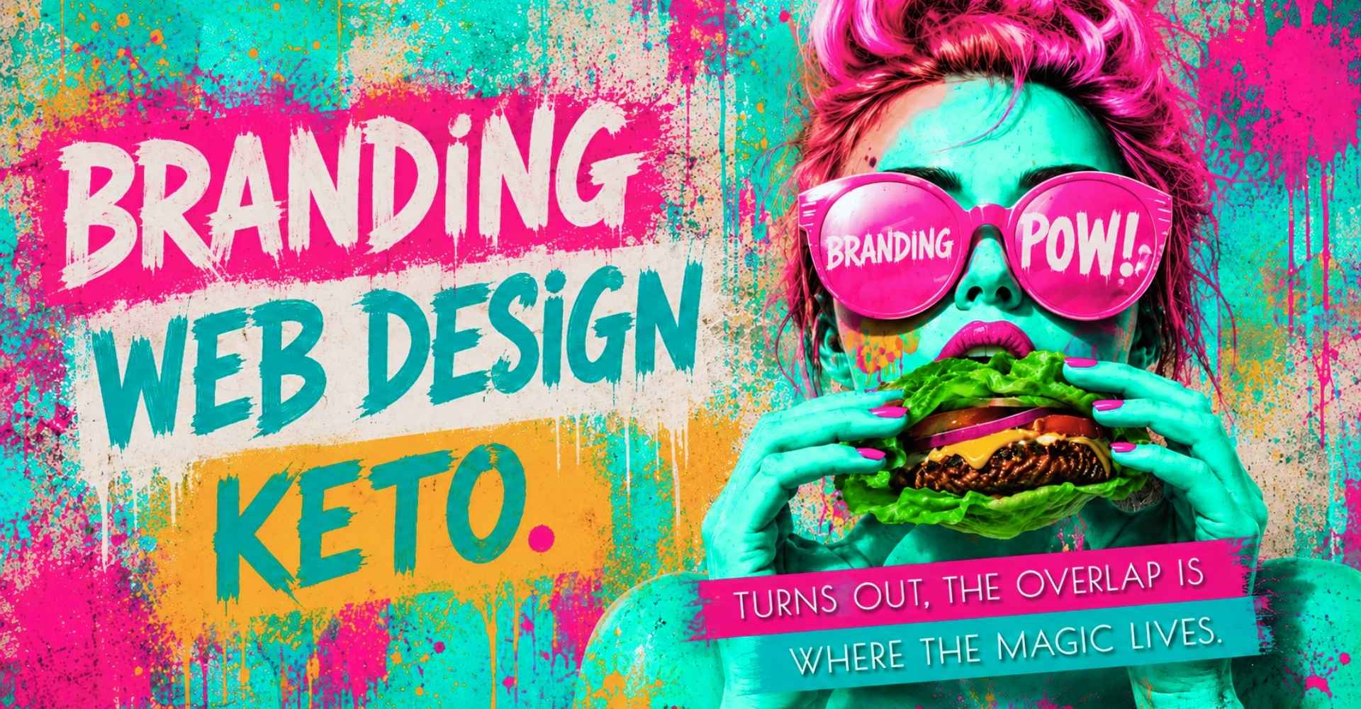 Rebel Nova pop art character representing branding, web design and keto nutrition by Linda McClure